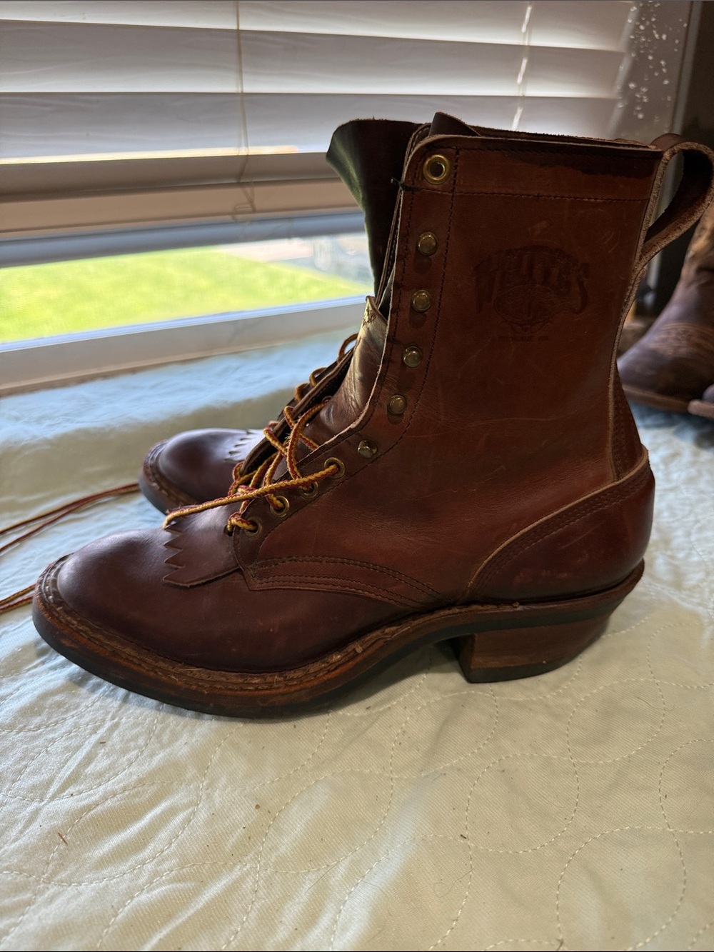Whites brand. Made in Spokane Washington. Brown Leather Lace-Up Work Boots